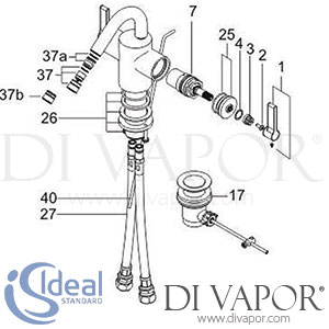 Ideal Standard Silver Bidet Mixer Rim Mounted Chrome 1H Tap Spare Parts - IDL DV 290